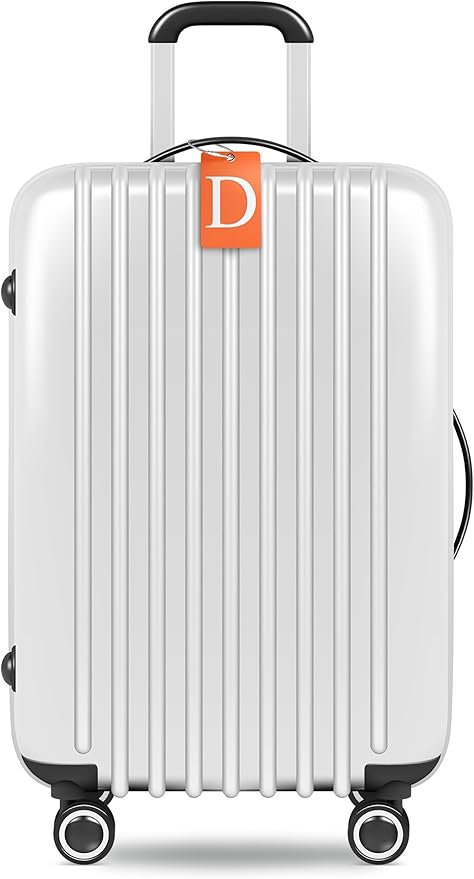 Shacke Luggage Tag Initial – Fully Bendable Tag w/Stainless Steel Loop - Orange (Letter D)