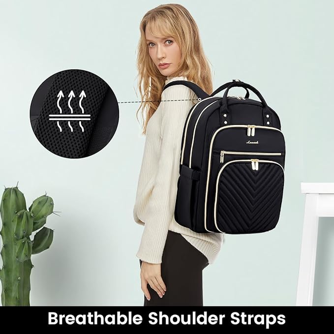 LOVEVOOK Laptop Backpack for Women, Water Resistant Travel Work Backpacks Purse Stylish Business Teacher Nurse Computer Bag with USB Charging Port