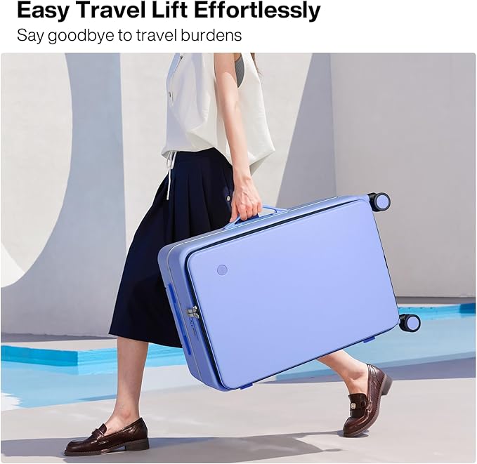 mixi 20 Inch Carry On Luggage 22x14x9 Airline Approved PC Hard Shell Suitcase Top Opening Aluminum Frame Travel Suitcases with Wheels, Lilac Purple