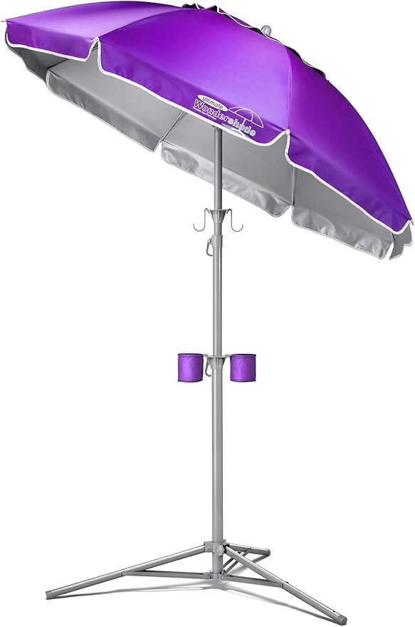 Wondershade Ultimate Portable Sun Shade Umbrella – Lightweight Adjustable Outdoor Patio & Beach Umbrella with Tripod Base (Purple)