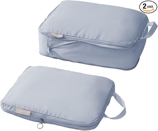 tianzong Compression Packing Cubes for Suitcases, Luggage Organizer Bags Set for Travel (Blue, 2 Pack Medium)