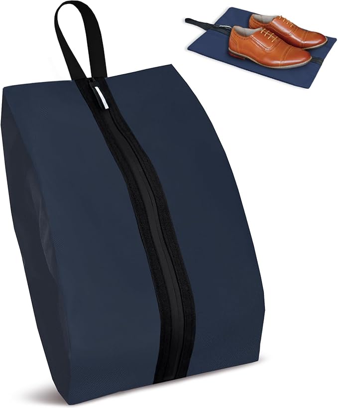Waterproof Shoe Bag Odor Absorbing Multifunctional Storage Lightweight Shoe Dust Bags with Zipper for Gym Sports Travel Work Men and Women(Navy Blue, 1-Pack)