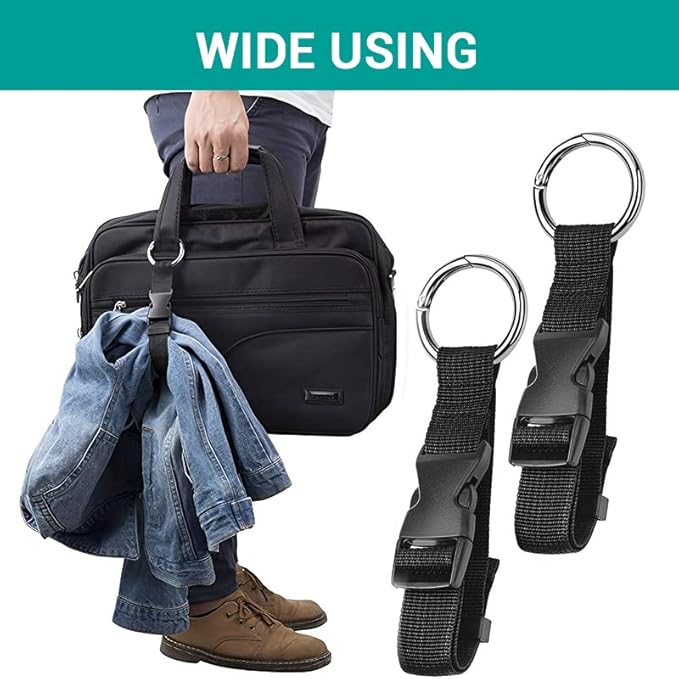2 Pack Add a Bag Luggage Straps - Adjustable Suitcase Belts Travel Accessories - Jacket Gripper Arm Saver Easy to Carry Your Extra Bags (Blue)