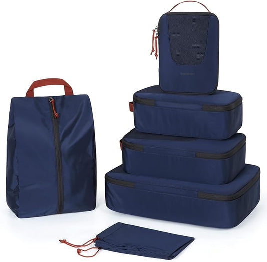 BAGSMART Compression Packing Cubes for Travel, 6/5/4set Lightweight Packing Organizers, Summer Travel Essentials Suitcase Organizer Bags Set
