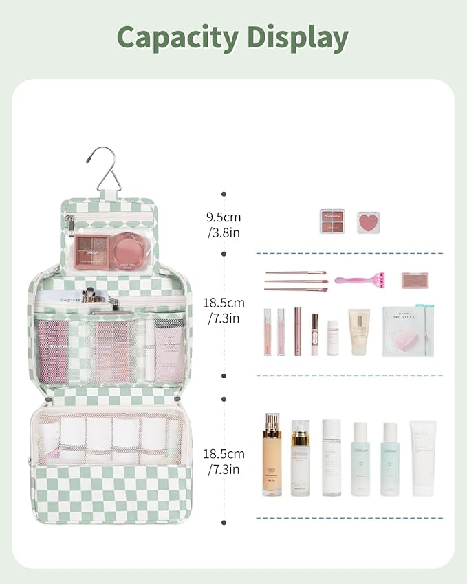 Narwey Small Hanging Travel Toiletry Bag for Women, Travel Bag for Toiletries, Makeup Bag Organizer Cosmetic Bags Make Up Bags for Girls