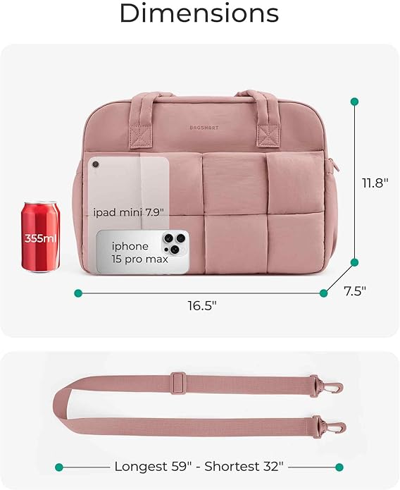 BAGSMART Gym Bag for Women, Personal Item Puffer Duffle Bag, Weekender Overnight Carry On Tote Handag for Travel