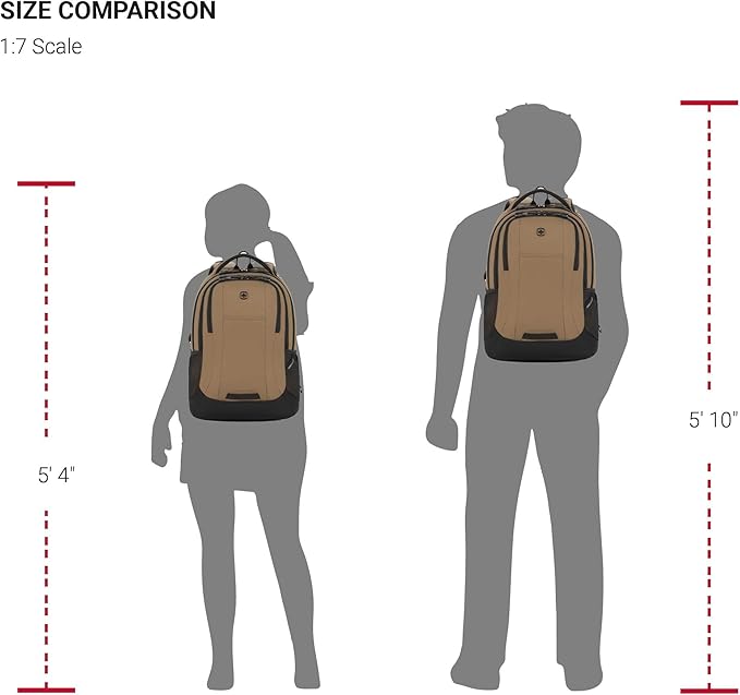 SWISSGEAR Cecil 18-Inch Laptop Backpack Fits 16-Inch Laptop, Travel Daypack with Organizer Pockets, Water Bottle Holders & Padded Straps – Pastel Brown/Black