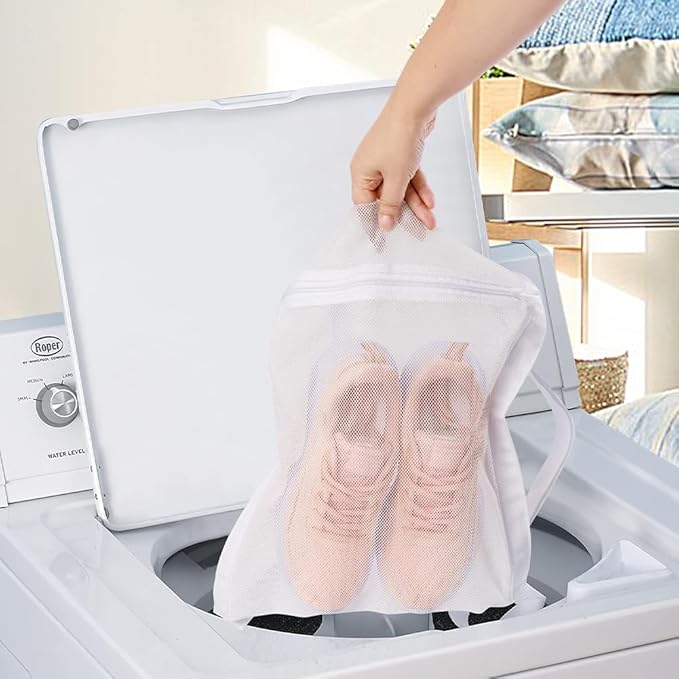 Shoe Drying Bag, Reusable Sneaker Drying Mesh Bags, Laundry Bag for Dryings Shoes, with Zipper Strap for Washing Machine, Shoes, Clothing, for Most Dryers Door(COLOR:white)