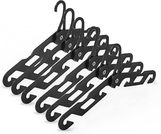 NICEDACK Premium Travel Hangers 6 Pack Portable Folding Clothes Hangers - Super Bearing Collapsible Hanger Foldable Clothes Drying Rack for Travel, Indoor and Outdoor Use (6 Pack Black)