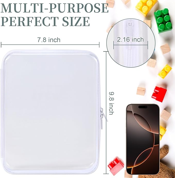 3 Pack Clear Hard Shell Zipper Case, Clear Zipper Pouches Waterproof Makeup Organizer & Travel Toiletry Bag, Diaper Bag Organizing Pouches, Plastic Pouch for Office Home Storage, Large Size