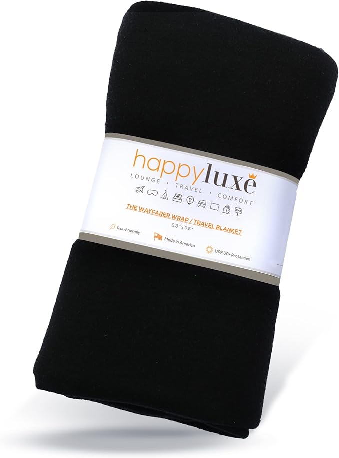 Happyluxe Travel Shawl Wraps for Women - 68x35in Wrap. Lightweight Pashmina, Airplane Travel Blanket Scarf. Made In USA