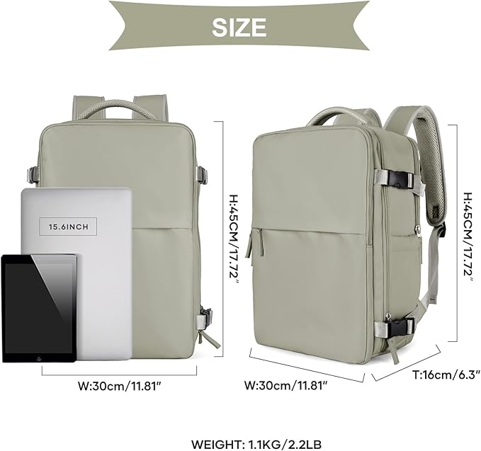 coowoz Travel Laptop Backpack For Women Men Airline Approved,Carry On Backpack,Large Hiking Backpack Waterproof Outdoor Sports Rucksack Casual Daypack Fit 15.6 Inch College Backpack (Brown)