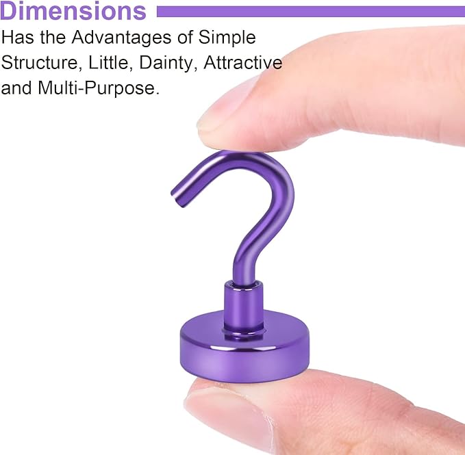 DIYMAG Magnetic Hooks, 30Lbs Strong Heavy Duty Cruise Magnet S-Hook for Classroom, Fridge, Hanging, Cabins, Grill, Kitchen, Garage, Workplace and Office Etc, (20 Pack-Purple)