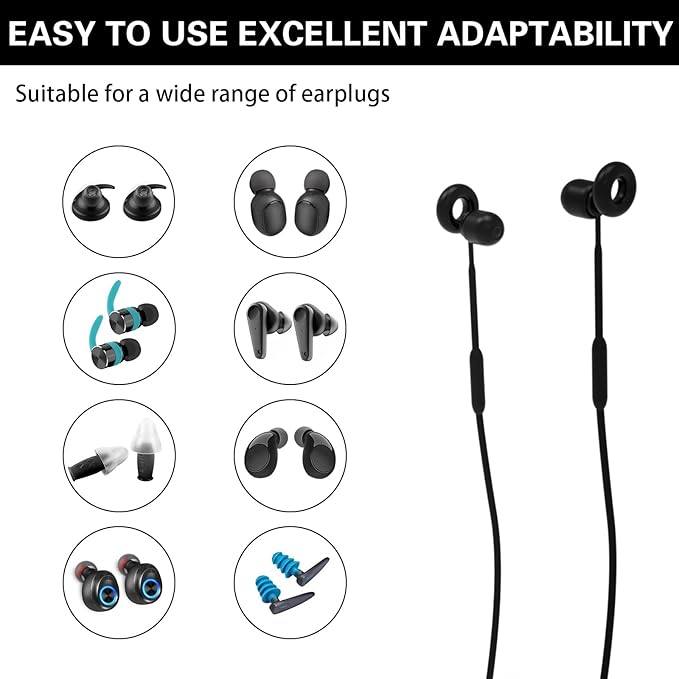 Earplug Lanyard [2 pcs] with Magnetic Tug-Resistant Safety Cord, Flexible Silicone Lanyard with Most Earplugs with Removable Tips Compatible