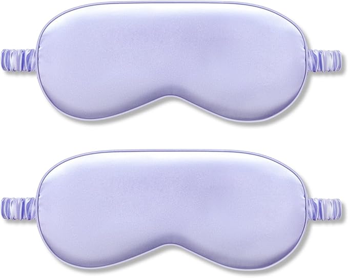 2Pack Silk Sleep Mask,IEKEODI Eye Mask for Sleeping,Elastic Blackout Eye Mask & Blindfold for Full Night's Sleep,Travel and Nap(Purple)