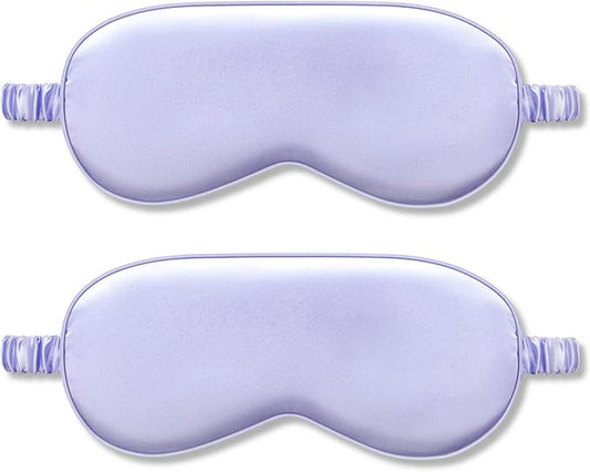 2Pack Silk Sleep Mask,IEKEODI Eye Mask for Sleeping,Elastic Blackout Eye Mask & Blindfold for Full Night's Sleep,Travel and Nap(Purple)