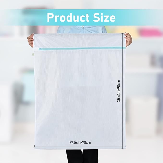 OTraki Large Mesh Laundry Bags 28x35 inch Zipper Mesh Lingerie Bags for Washing Delicates Net Laundry Mesh Bag Machine Washable for Dorm Hotel Camp Don't Drying, Melting 140-176℉, White