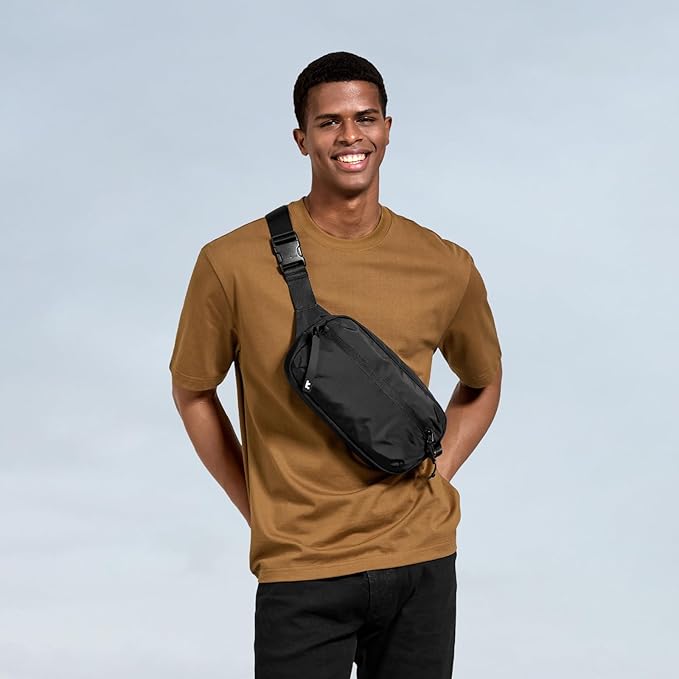 tomtoc 3.5L Sling Bag with RFID Blocking, Crossbody Bag Chest Shoulder Pack for Men and Women, Water-resistant Lightweight Casual Waist Fanny Pack for Travel/Daily Use