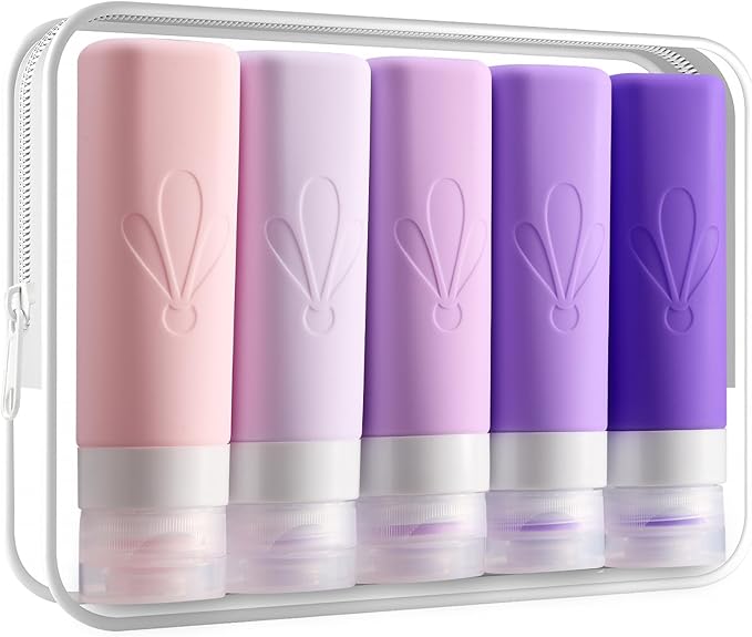 INSFIT Travel Bottles for Toiletries, TSA Approved 3oz Travel Size Toiletries, BPA Free Leak Proof Squeezable Silicone Tubes Travel Essentials for Shampoo Conditioner Lotion Soap