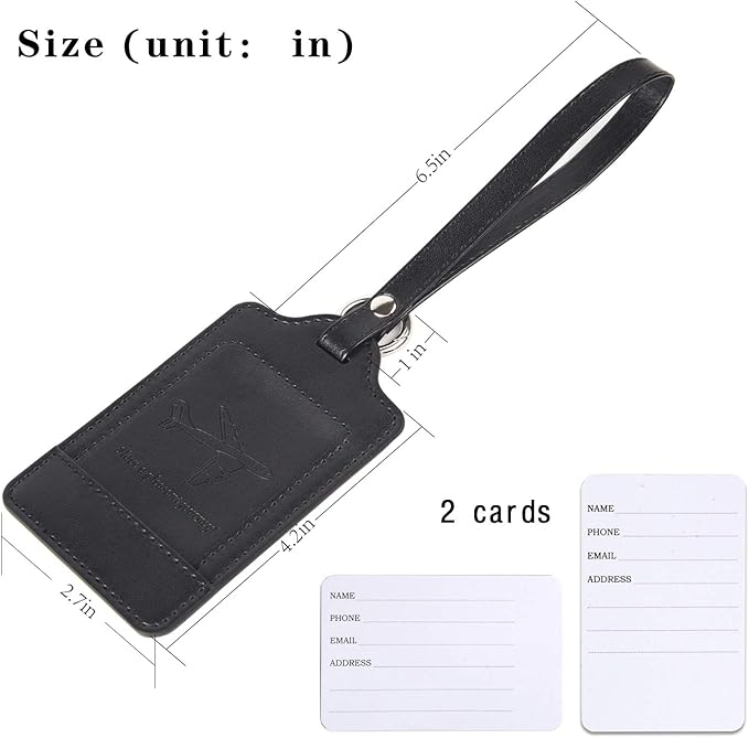 Teskyer Luggage Tags, 3 Pack Premium PU Leather Luggage Tags Privacy Protection Travel Bag Labels Suitcase Tags