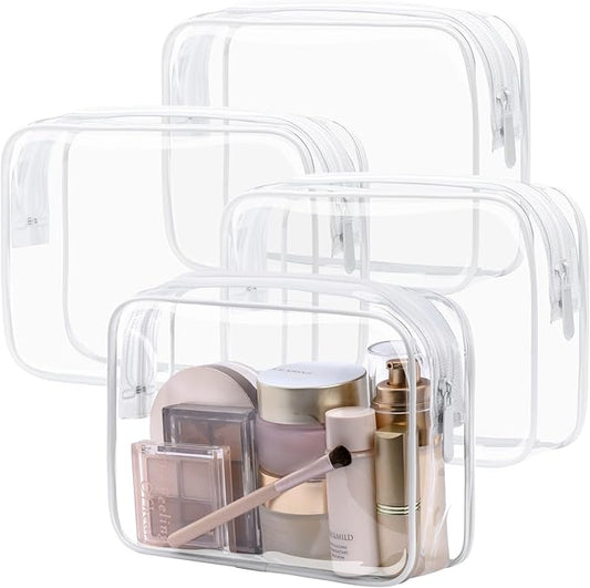 PACKISM TSA Approved Toiletry Bag 4 Medium - Quart Size Clear Makeup Bag for Carry On, Airport Security Compliant Clear Travel bag for Toiletries with Reinforced Seams, White