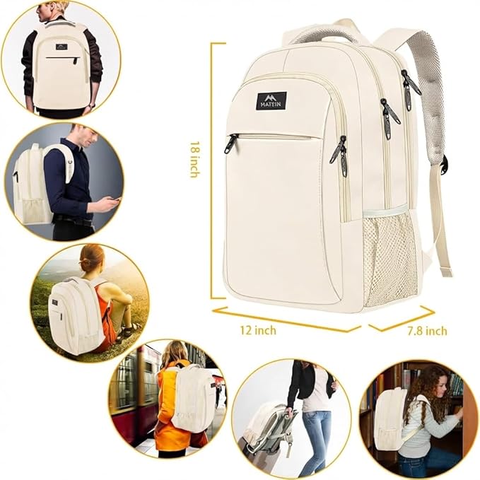 MATEIN Laptop Backpack 15.6 Inch, Anti Theft Business Travel Backpack, Water Resistant Slim Computer Work Bag for Women Teacher Nurse Office Worker