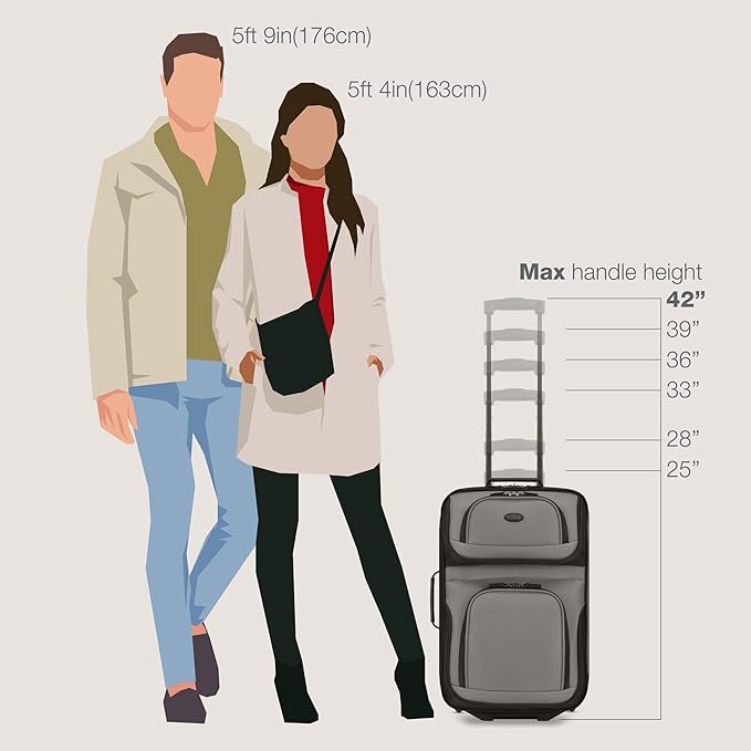 U.S. Traveler Rio Lightweight Softside Rolling Carry-on Suitcase, 2-Wheel Single, Grey