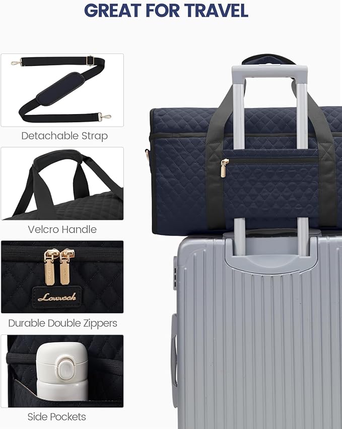 LOVEVOOK Travel Duffle Bag - Weekender & Overnight Bag with Toiletry & Wet Pocket, Carry-On Size, 3pc Set