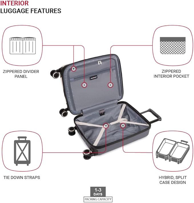 SwissGear Duet Hardside Expandable Luggage with Spinner Wheels, Pink/Dark Grey, Carry-On 19-Inch