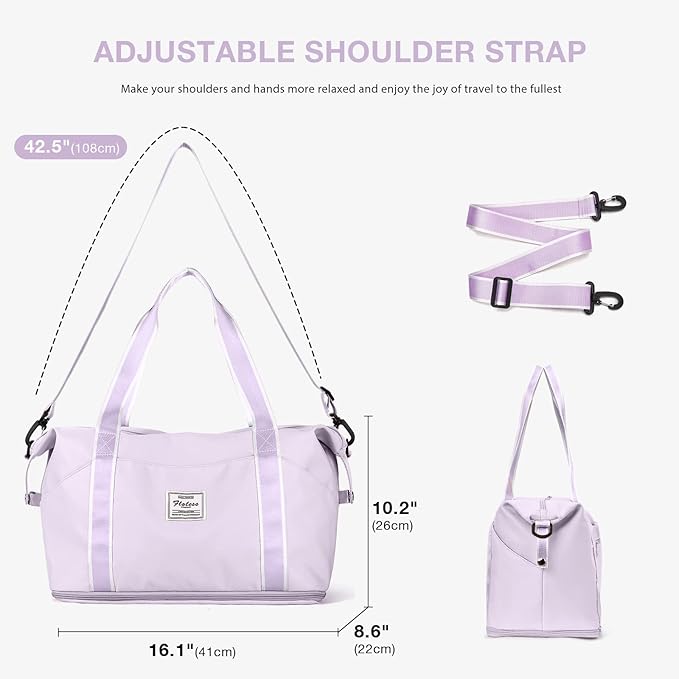 Travel Duffel Bag, Sports Tote Gym Bag, Shoulder Weekender Overnight Bag for Women