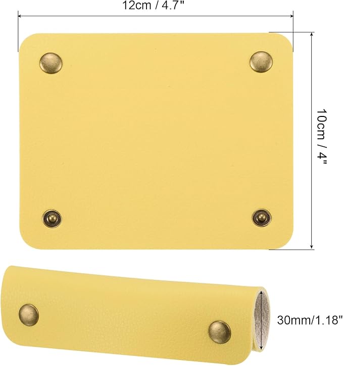 PATIKIL Luggage Handle Wrap, 2 Pack PU Handbag Grip Cover Protector Identifier with Clasp for Suitcase Grocery Shopping Bag, Yellow