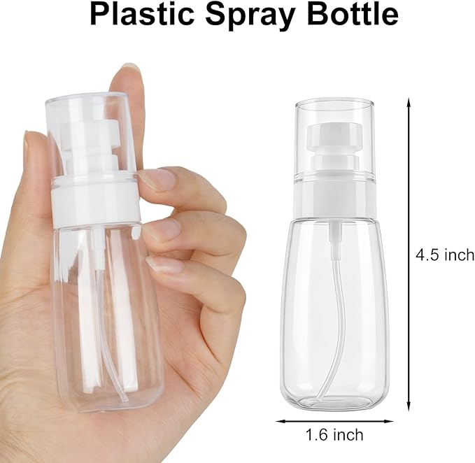 2 Pack Spray Bottles 2oz/60ml, Leak Proof Fine Mist Small Empty Spray Bottles, Portable Refillable Plastic Travel Bottle for Hair Spray Toners Facial Moisturizing
