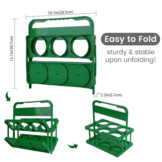 Bodaon 6 Cup Drink Carrier with Handle, Plastic Cup Holders for Take Out Delivery Drivers, Reusable Foldable Car Drink Caddy, Leakproof Food Delivery Accessories, 360° Secure Grip, Green