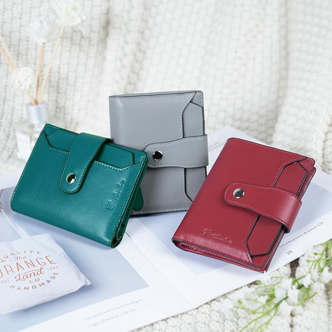 BOSTANTEN Women Leather Wallet RFID Blocking Small Bifold Zipper Pocket Wallet Card Case Purse with ID Window