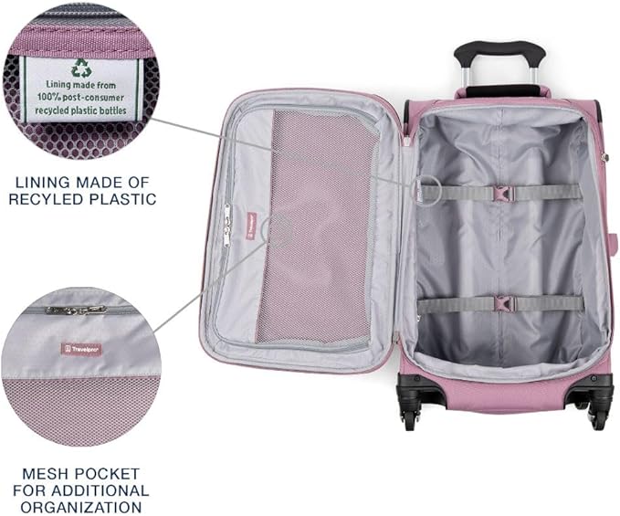 Travelpro Maxlite 5 Softside Expandable Luggage with 4 Spinner Wheels, Lightweight Suitcase, Men and Women, Orchid Pink Purple, Carry-on 21-Inch