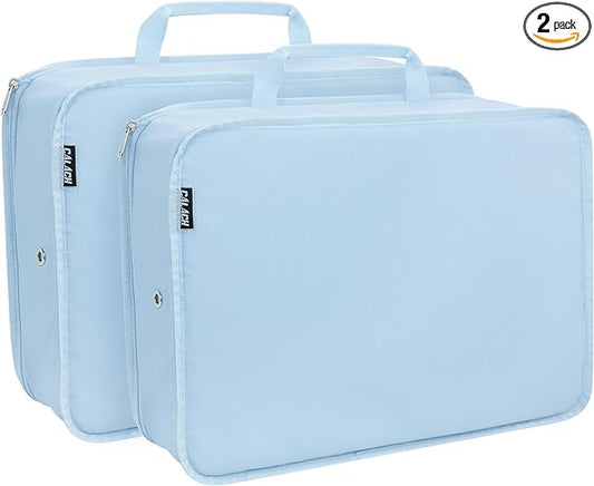 Compression Packing Cubes for Travel Essentials, 2 Pack Expandable Travel Cubes for Packing Bags Suitcase Organizer, Blue