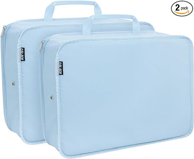Extra Large Compression Packing Cubes for Travel Essentials, 2 Set Expandable Travel Cubes for Packing Bags Suitcase Organizer, Blue