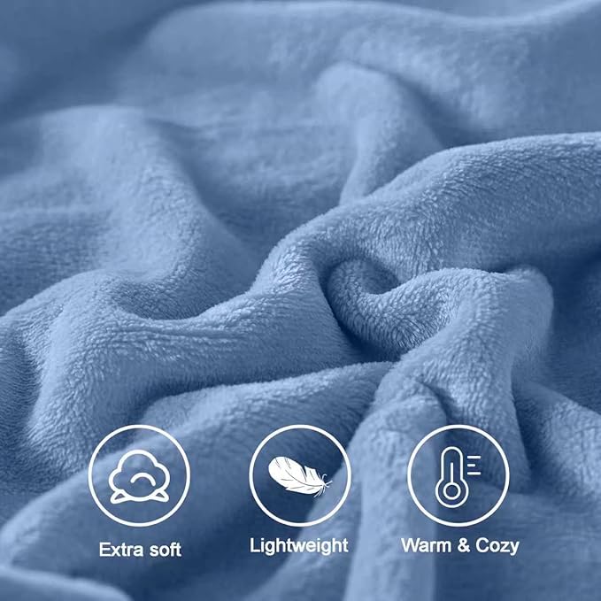 Soft Twin Size Blanket for All Season Lightweight Thermal Fleece Summer Autumn Fall Winter Spring Blankets for Twin/Twin XL Extra Long Bed Couch Sofa,66x90 Inches,Washed Blue