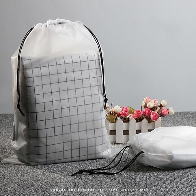 25 Pack Travel Shoe Bags, 15.7" x 11.8" Frosted Transparent Travel Shoe Pouch, Waterproof Portable Drawstring Travel Shoe Bag Organizer, Essential for Travel, Storage for Miscellaneous Items