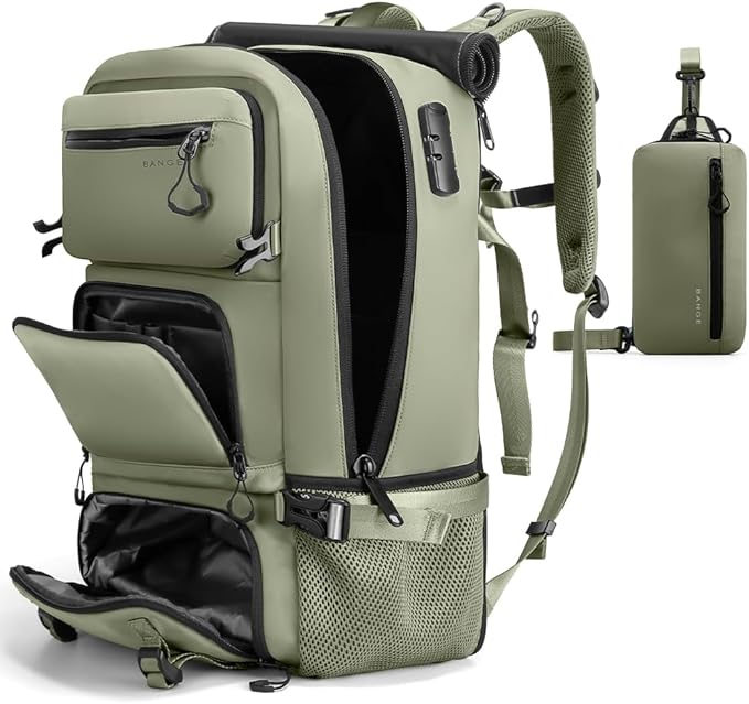 FUTURE AESTHEICS Travel backpack Carry-on Travel Backpack For Women Men Flight Approved Business Weekender Overnight Waterproof Daypack (Green)