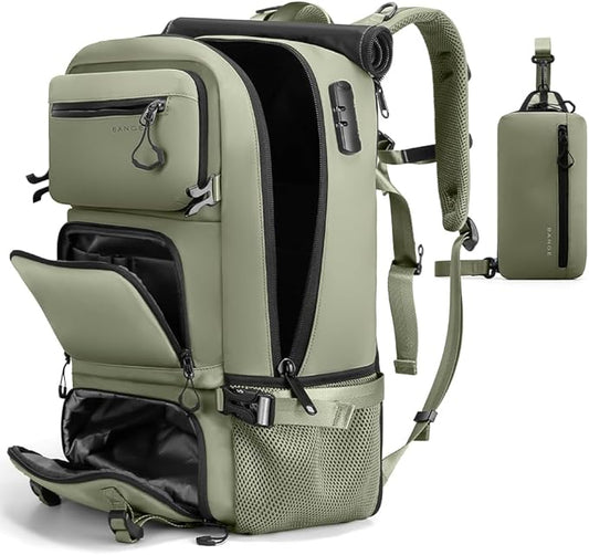 FUTURE AESTHEICS Travel backpack Carry-on Travel Backpack For Women Men Flight Approved Business Weekender Overnight Waterproof Daypack (Green)