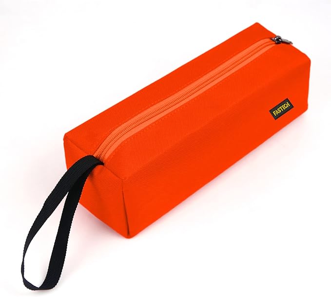 FASTECH 1-Pack Zipper Utility Tool Bag, Small Zipper Bags/Multi-purpose Tool Pouch Tote Bags Storage Organizer for Screwdrivers, Pliers, Nut Drivers Gifts to Men/Women. (Orange)