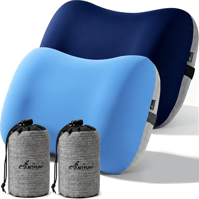 2 Packs Inflatable Neck Pillow for Travel Air Blow Up Small Ultralight Camping Accessories Hammock Beachy Mat Picnic Blanket Towel Umbrella Tent Outdoor Essentials Stuff Thing Need Supplies Item