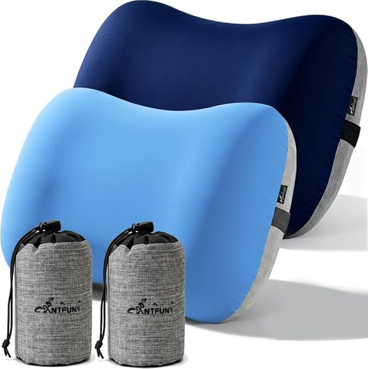 2 Packs Inflatable Neck Pillow for Travel Air Blow Up Small Ultralight Camping Accessories Hammock Beachy Mat Picnic Blanket Towel Umbrella Tent Outdoor Essentials Stuff Thing Need Supplies Item
