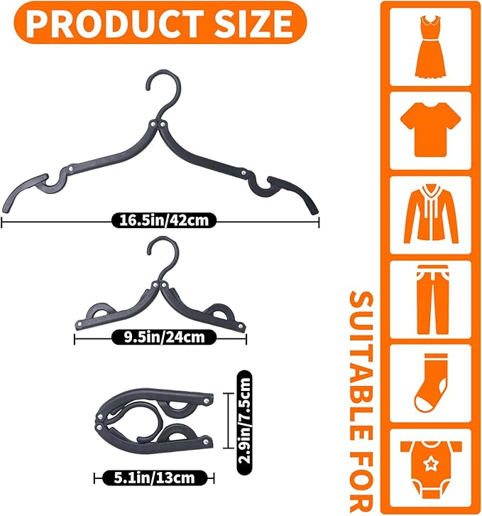 10Pcs Travel Hangers for Cruise Foldable Hangers - Portable Folding Clothes Hangers Travel Accessories Foldable Clothes Drying Rack Cruise Essentials