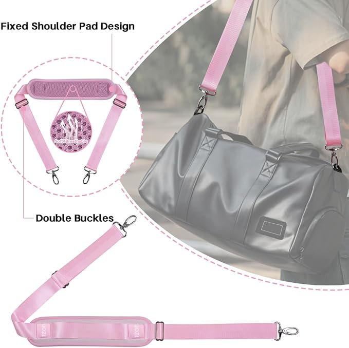59 Inch Shoulder Straps, Soft with Ultra-Thick Fixed Shoulder Pad, Two Way Independently Adjustable Buckle Replacement Straps for Laptop Bag Messenger Bag Tool Bag Luggage,Pink