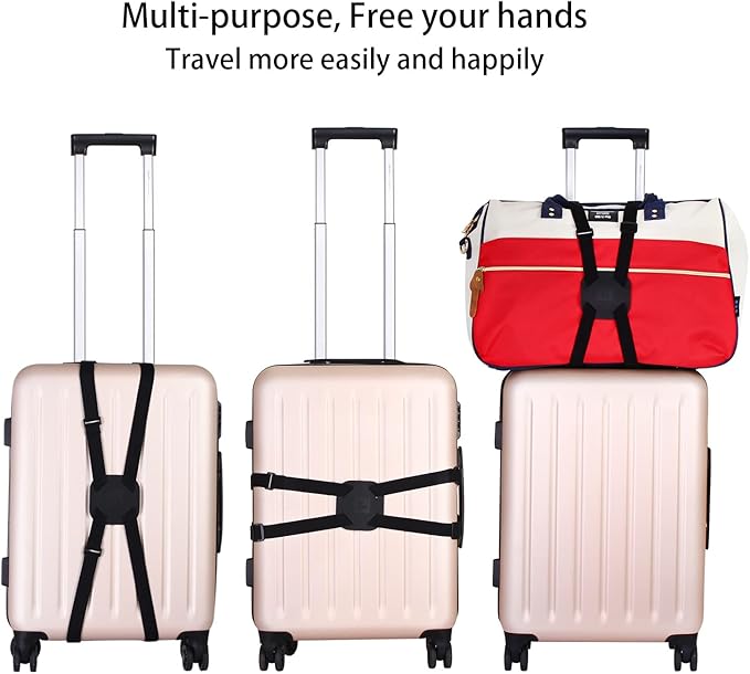 Luggage Straps Bag Bungee, Luggage Straps Suitcase Adjustable Belt, Add a Bag Easy to Travel Suitcase Elastic Strap Belt with Reflective Material (Orange)