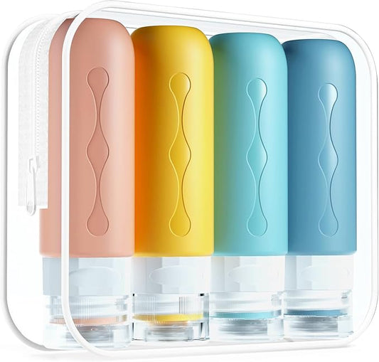 Gemice Travel Bottles for Toiletries, Tsa Approved, Travel Size Containers, BPA Free Leak Proof Tubs Refillable Liquid Accessories for Cometic Shampoo and Lotion Soap
