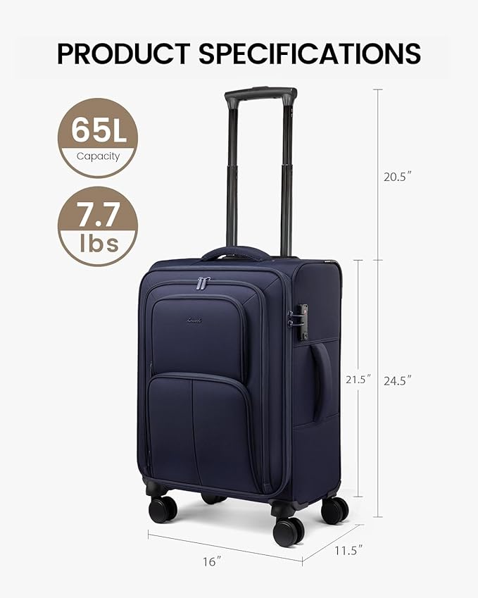 LOVEVOOK Medium Checked Luggage, 24 Inch Softside Suitcases with Spinner Wheels, Lightweight Suitcase with TSA Lock for Women Men, Large Luggage for Travel Business Trip