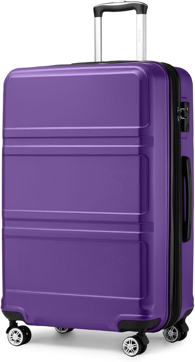 Kono 28 Inch Luggage Expandable Suitcase with Spinner Wheels TSA Lock Lightweight PC+ABS Hardside Large Checked Luggage Durable Rolling Suitcase Purple